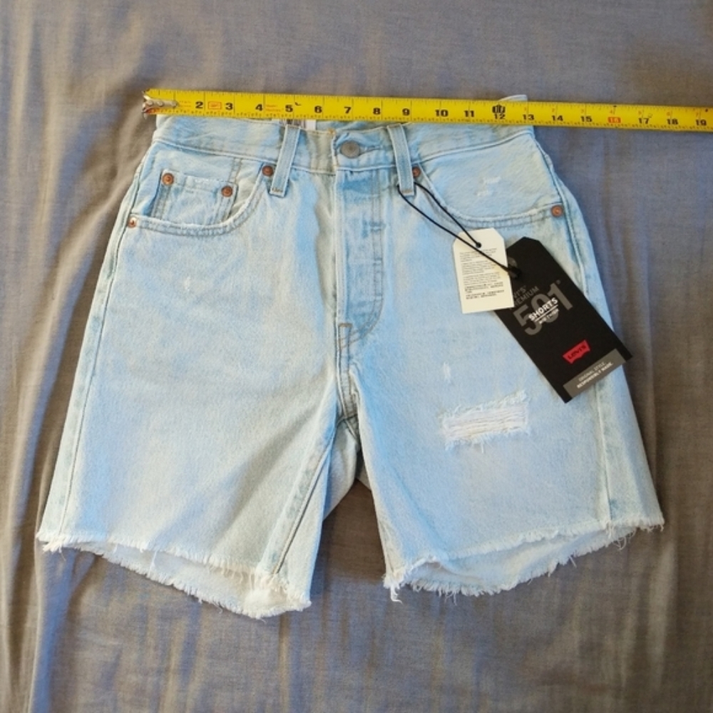 Levi's 501 Mid Thigh Bermuda Jean Denim Long Shorts Pants - Picture 9 of 15